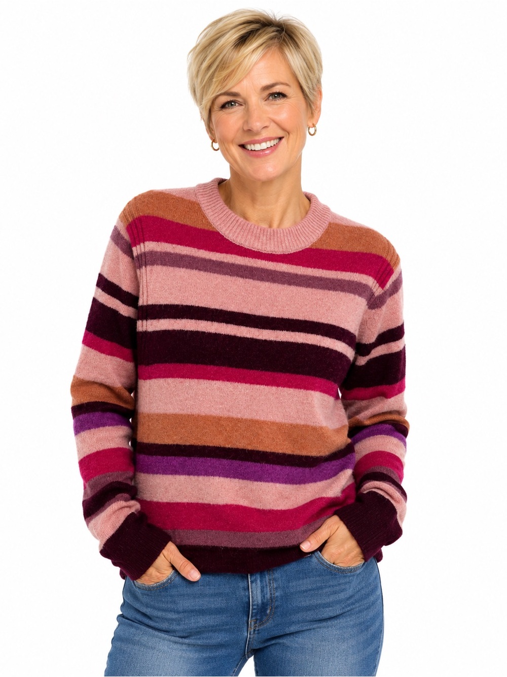a new day Women's Multicolor Striped Crew Neck Sweater